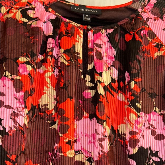 Lane Bryant Long Sleeve Keyhole Neck Multicolor Floral Blouse. New Without Tags - Picture 3 of 6
